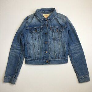 LEVI'S Kids Unisex Long Sleeve Medium/Light Wash Distressed Denim Jacket